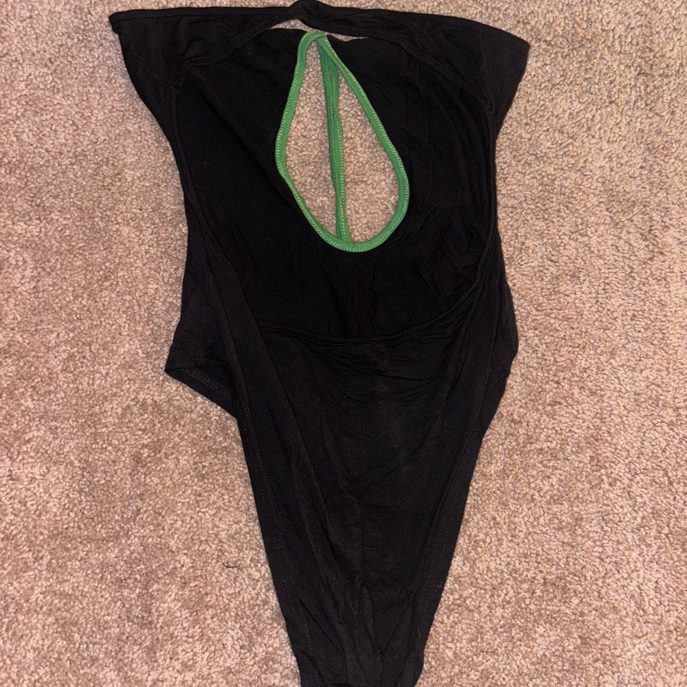 Black and Green bodysuit top